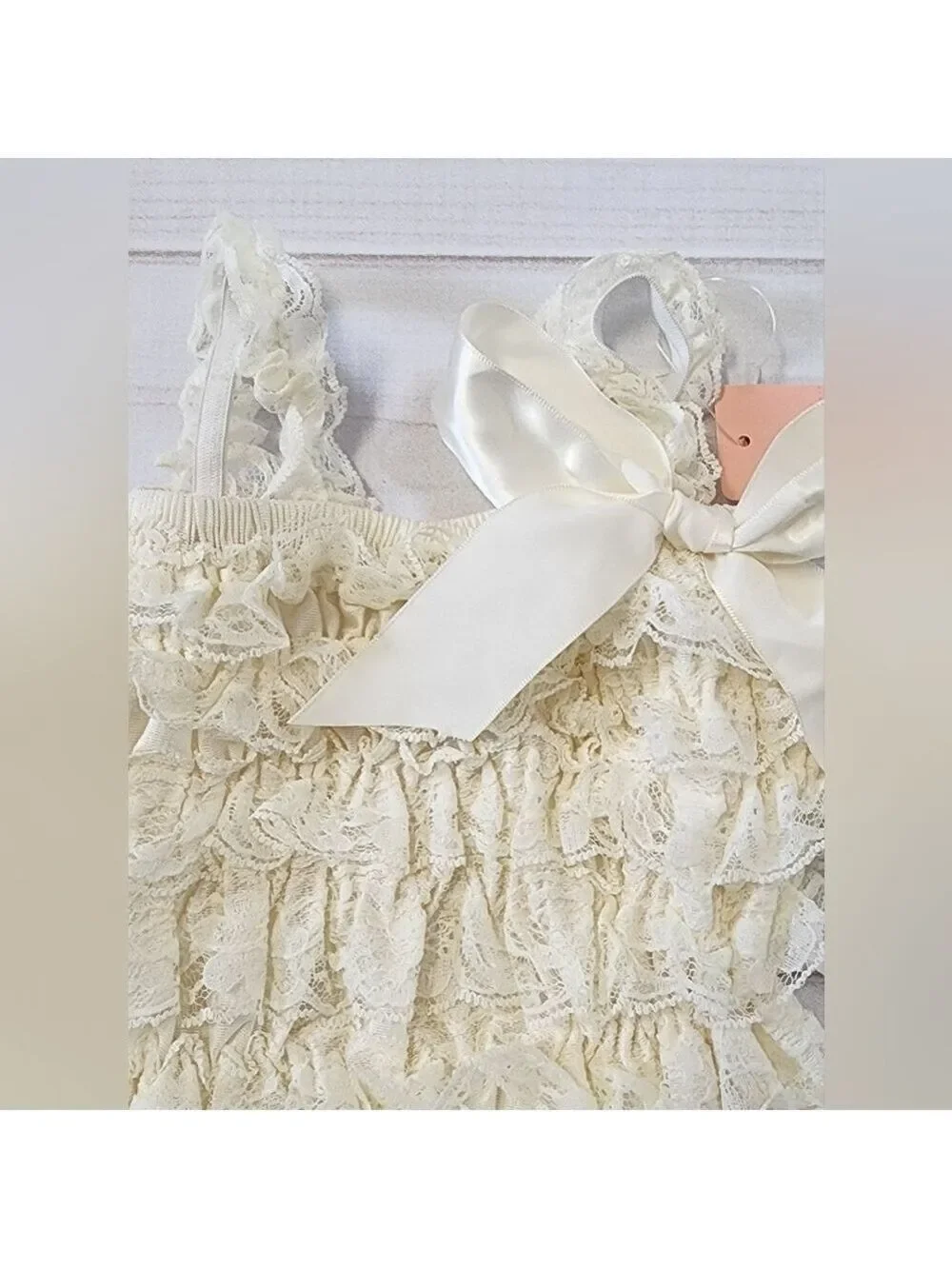 Little Girls Ivory Lace Ruffle Romper Large / 2-3 Years - New With Tags